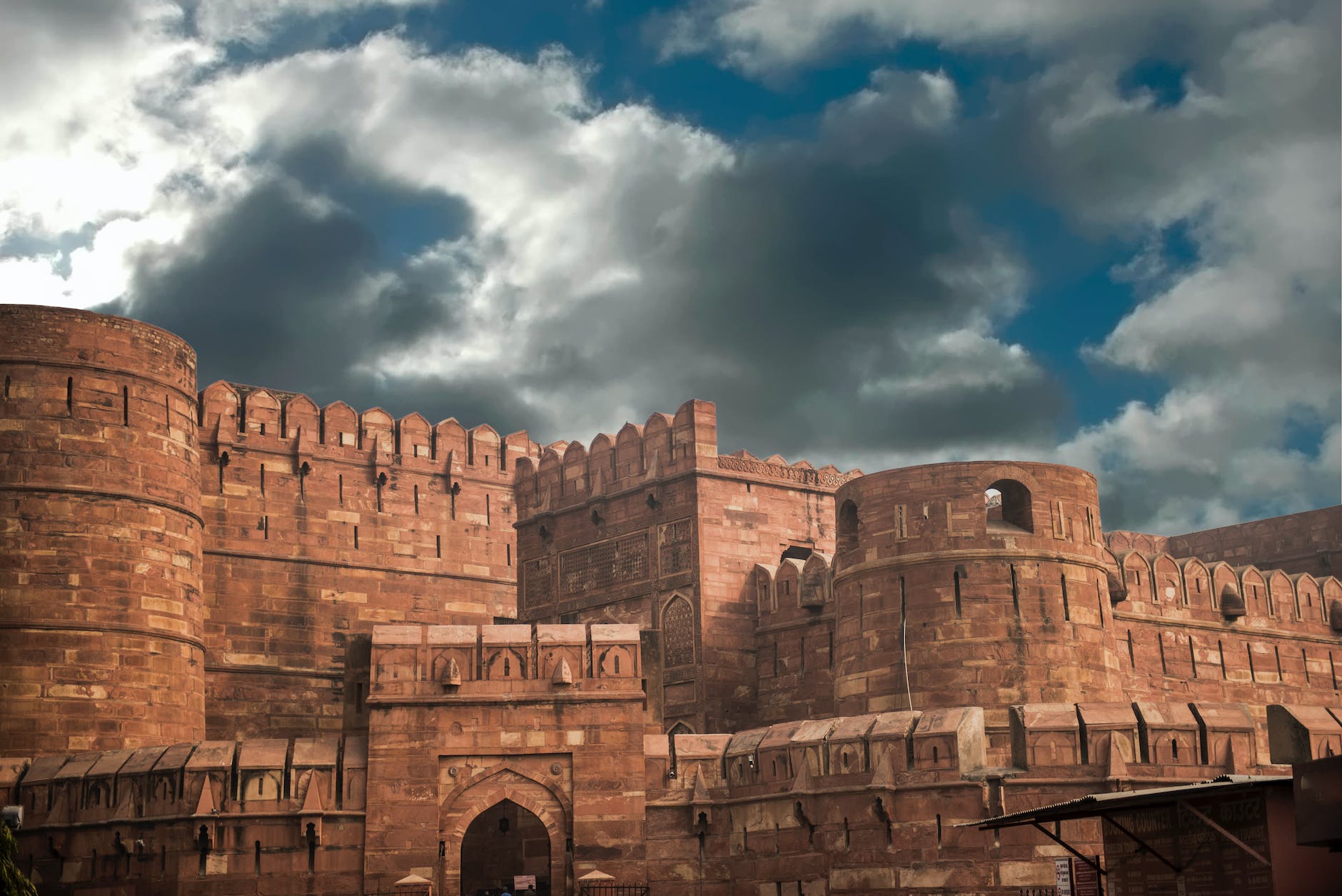 photo of castle under clouds